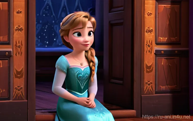 겨울왕국 Frozen 겨울왕국 속 자매의 성장 서사 분석 - **Prompt 1: The Hidden Gift and the Longing Heart**
A poignant and softly lit scene inside Arend...