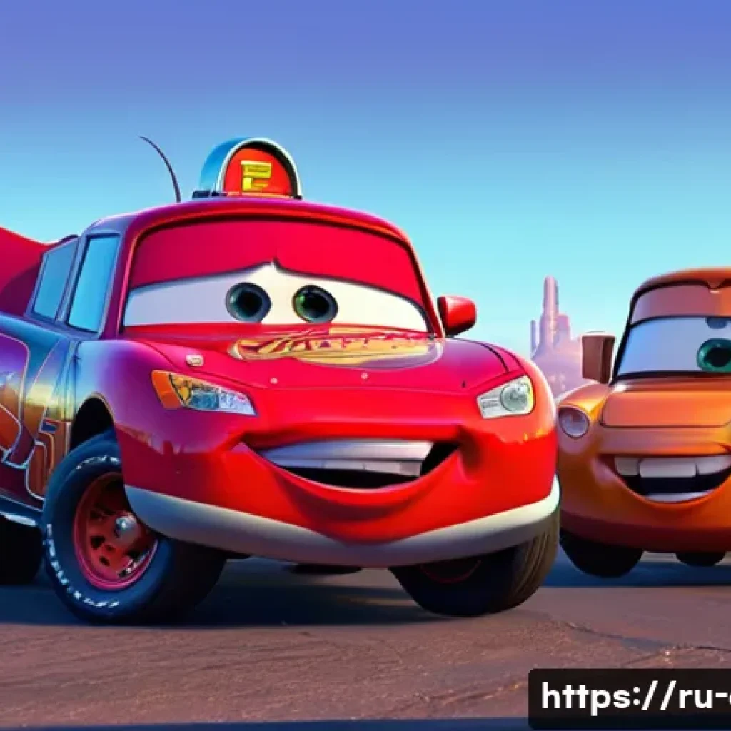 카 Cars 자동차 세계의 의인화 카 시리즈 - **Prompt 1: Radiator Springs Sunset Gathering**
A highly detailed, cinematic wide shot of Lightn...